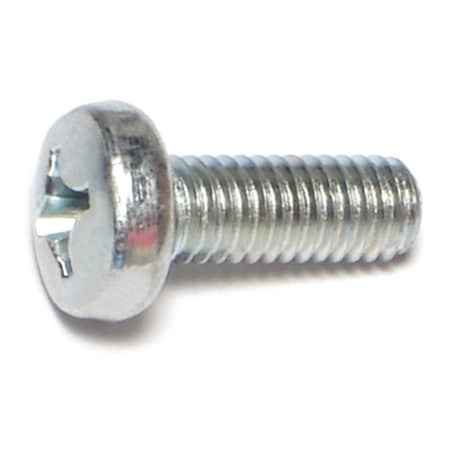 Midwest Fastener M6-1.00 x 16 mm Phillips Pan Machine Screw, Zinc Plated Steel, 50 PK 51573